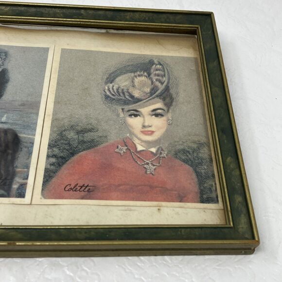 VTG Victorian Colette Framed Print Trio Picture French Provincial Lady Woman - Picture 7 of 12
